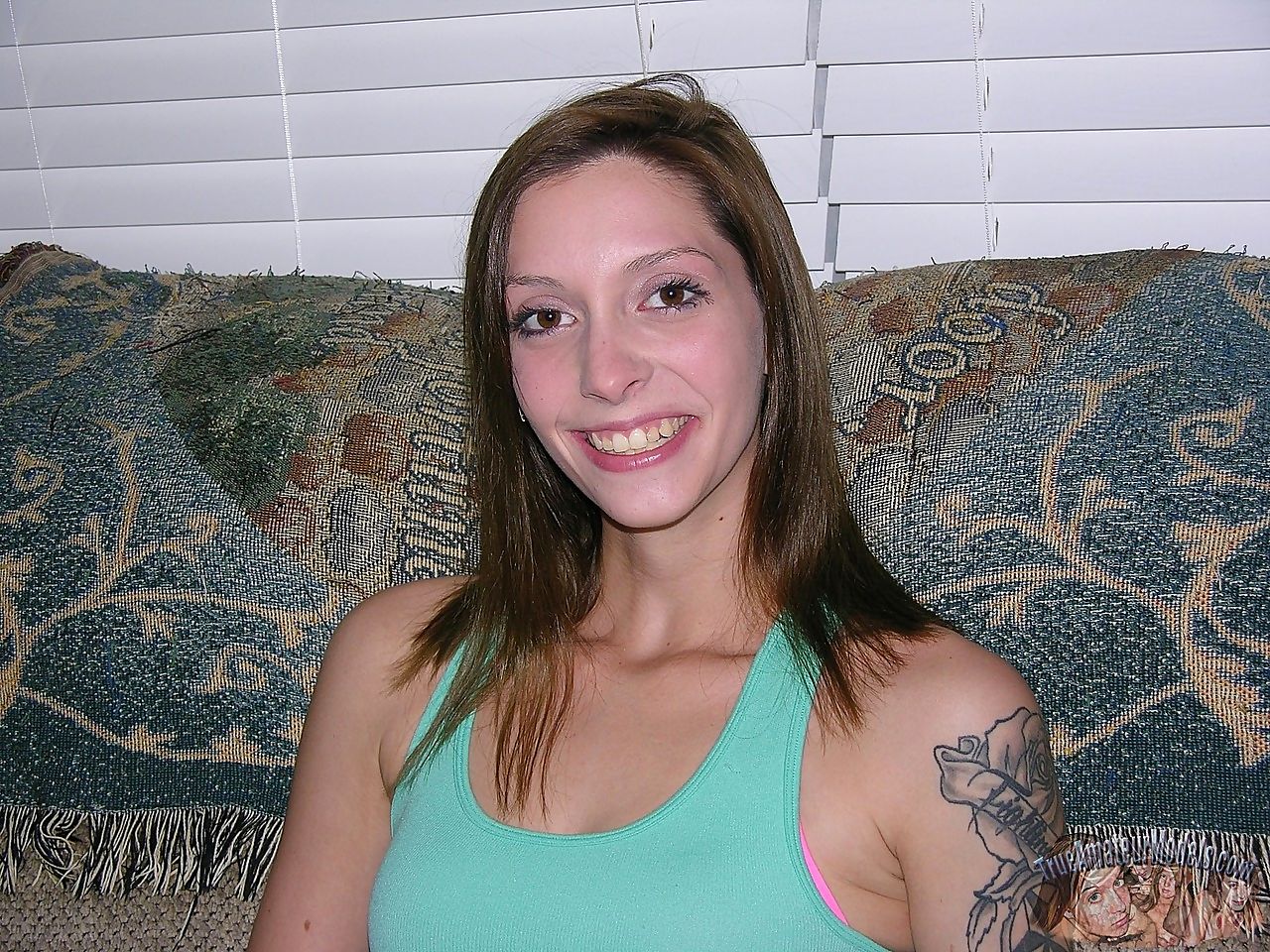 Skinny flat chested tattooed amateur spreading butt cheeks for asshole closeup