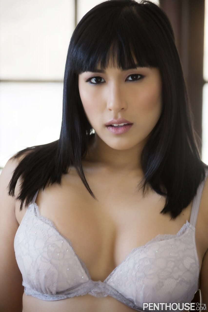 Centerfold Mia Li flaunts her nice tits & big ass in a hot lingerie striptease