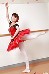 Busty Japanese ballerina Ririka Suzuki goes topless on practice