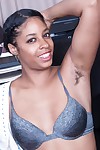 Black amateur Dharma Grace unveils her hairy underarms and vagina